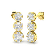 Dewy Luxury Diamond Drop & Trilogy Earrings in Gold - 1ct Elegance in 10K/14K gold and platinum with certified lab-grown or natural diamonds