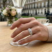 Luxury Round Diamond Pavé Eternity Ring Cluster Design UK in 10K/14K gold and platinum with certified lab-grown or natural diamonds