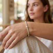 Natural Round & Pear Cut Diamond Tennis Bracelet with Box Clasp - Two Shape Diamond Bracelet in 10K/14K gold and platinum with certified lab-grown or natural diamonds