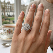 Lab Grown Floral Round Diamond Art Deco Vintage Ring in 10K/14K gold and platinum with certified lab-grown or natural diamonds