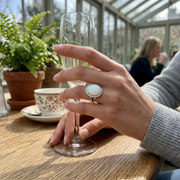 Opal Diamond Halo Ring in 10K/14K gold and platinum with certified lab-grown or natural diamonds