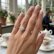 Lab-Grown Heart Shape Diamond Halo Engagement Ring in 10K/14K gold and platinum with certified lab-grown or natural diamonds