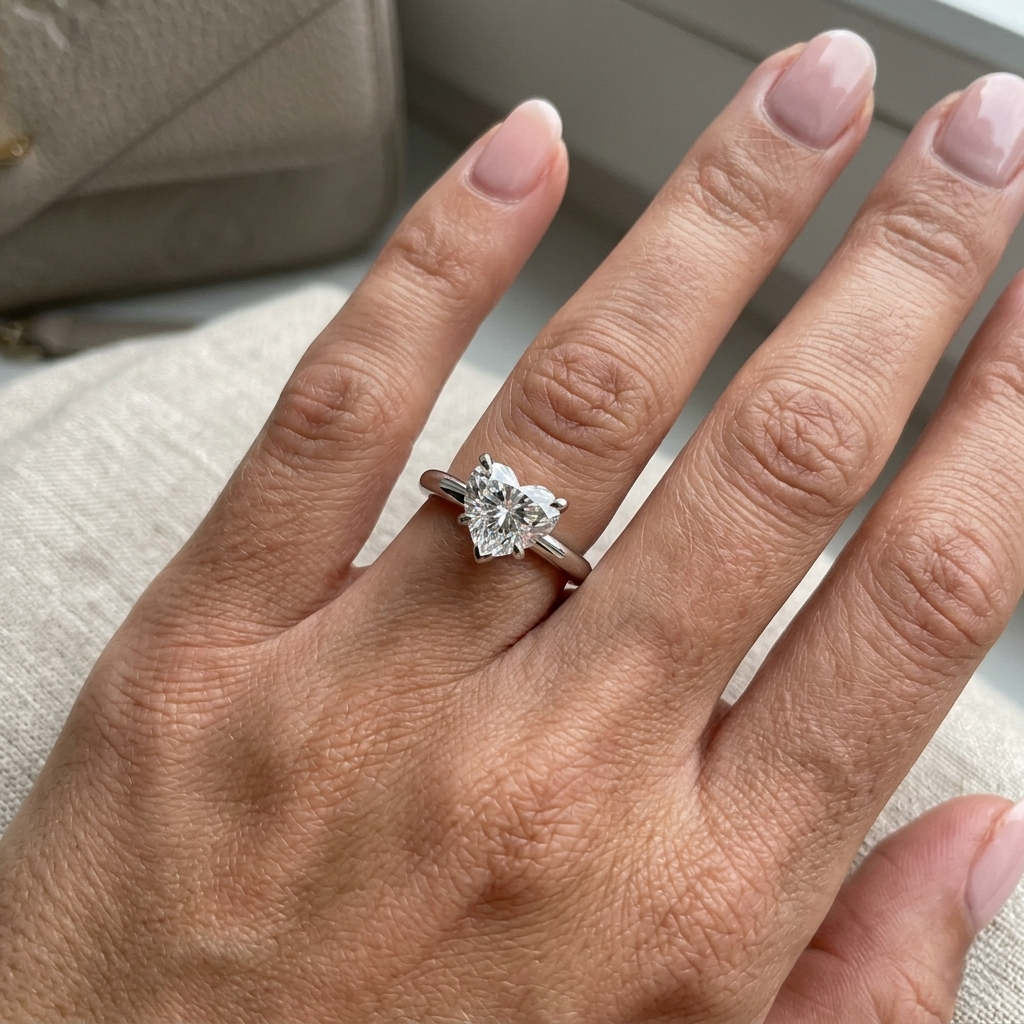 Heart Shape Diamond Solitaire Engagement Ring 1ct in 10K/14K gold and platinum with certified lab-grown or natural diamonds