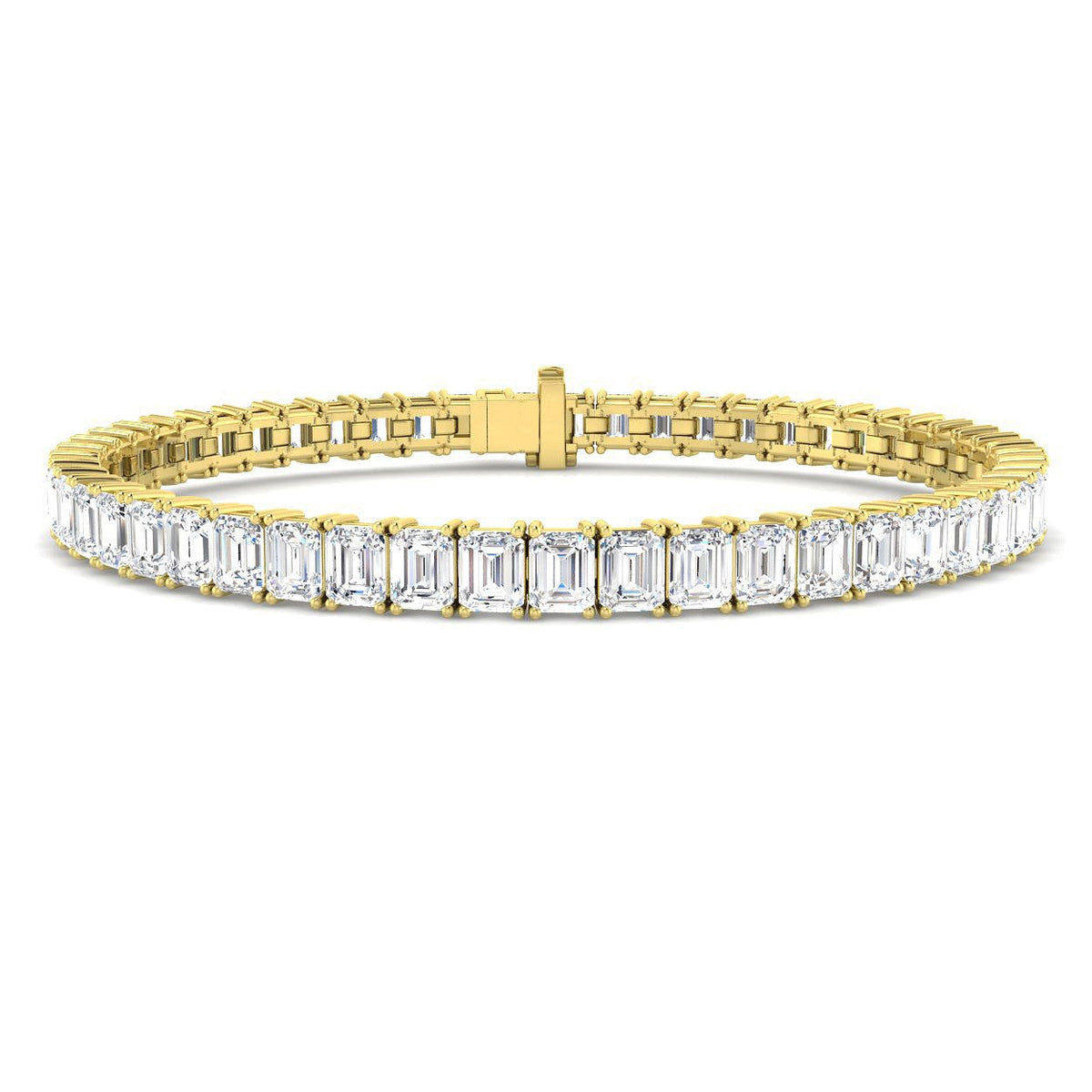 Emerald Cut Natural Diamond Tennis Bracelet or Solid Gold with Box Clasp in 10K/14K gold and platinum with certified lab-grown or natural diamonds