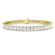 Emerald Cut Natural Diamond Tennis Bracelet or Solid Gold with Box Clasp in 10K/14K gold and platinum with certified lab-grown or natural diamonds