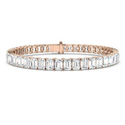 Emerald Cut Natural Diamond Tennis Bracelet or Solid Gold with Box Clasp in 10K/14K gold and platinum with certified lab-grown or natural diamonds