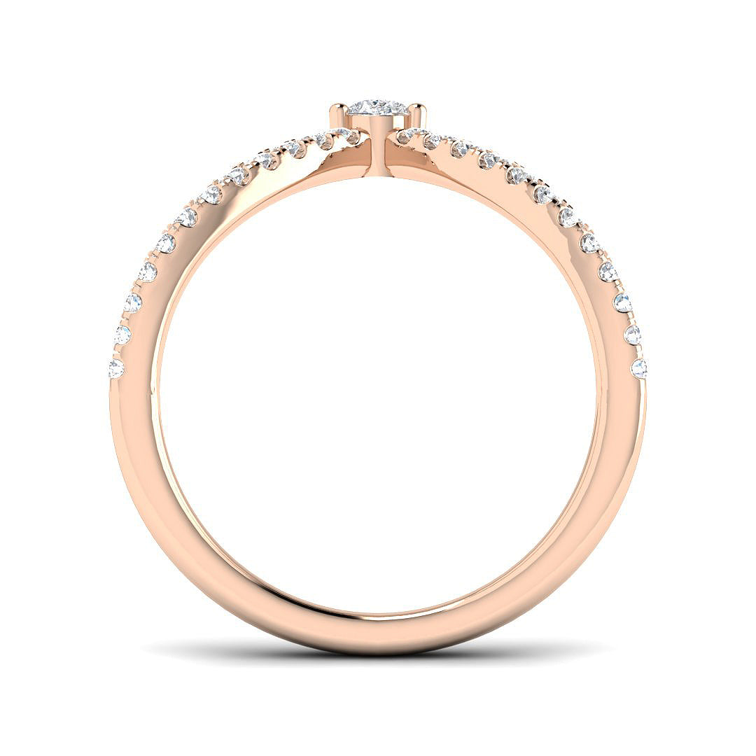 Pear-Shaped Diamond Wishbone Ring in 10K/14K gold and platinum with certified lab-grown or natural diamonds