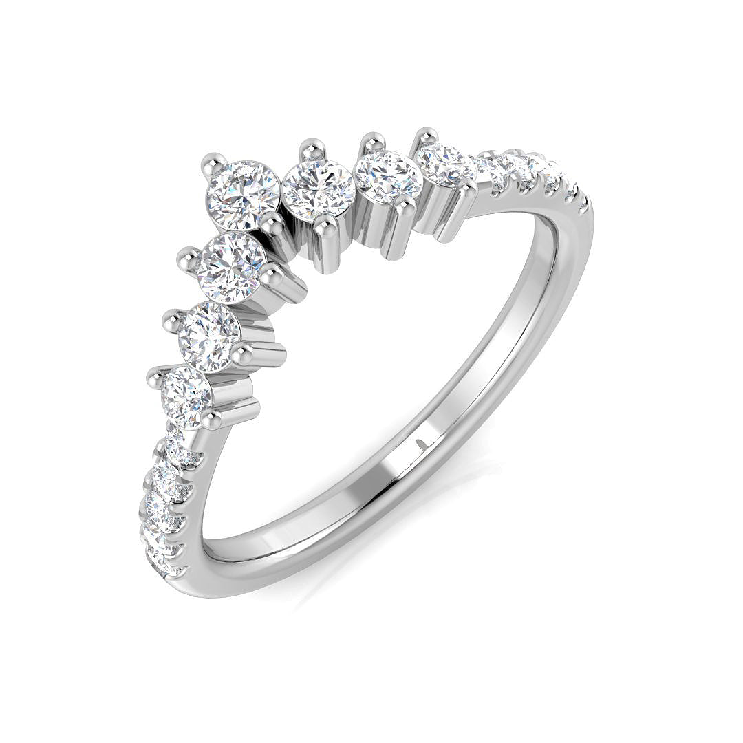 Graduated Diamond Wishbone Ring in 10K/14K gold and platinum with certified lab-grown or natural diamonds