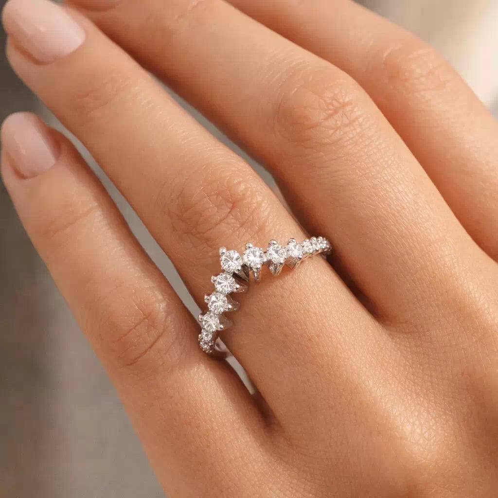 Graduated Diamond Wishbone Ring in 10K/14K gold and platinum with certified lab-grown or natural diamonds