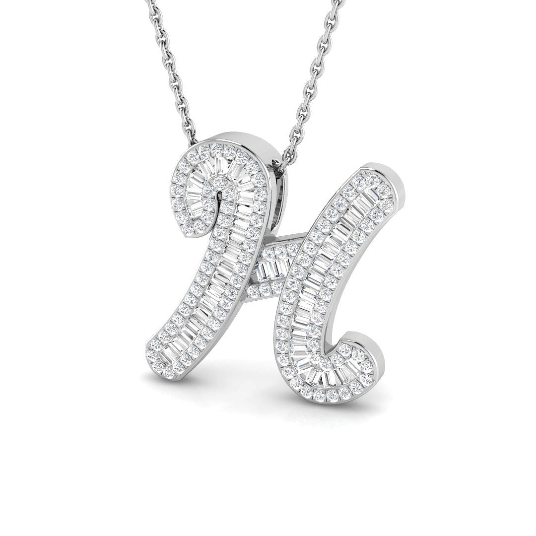 Paved Script Initial Diamond Pendant Without Chain in 10K/14K gold and platinum with certified lab-grown or natural diamonds