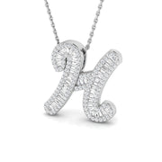 Paved Script Initial Diamond Pendant Without Chain in 10K/14K gold and platinum with certified lab-grown or natural diamonds
