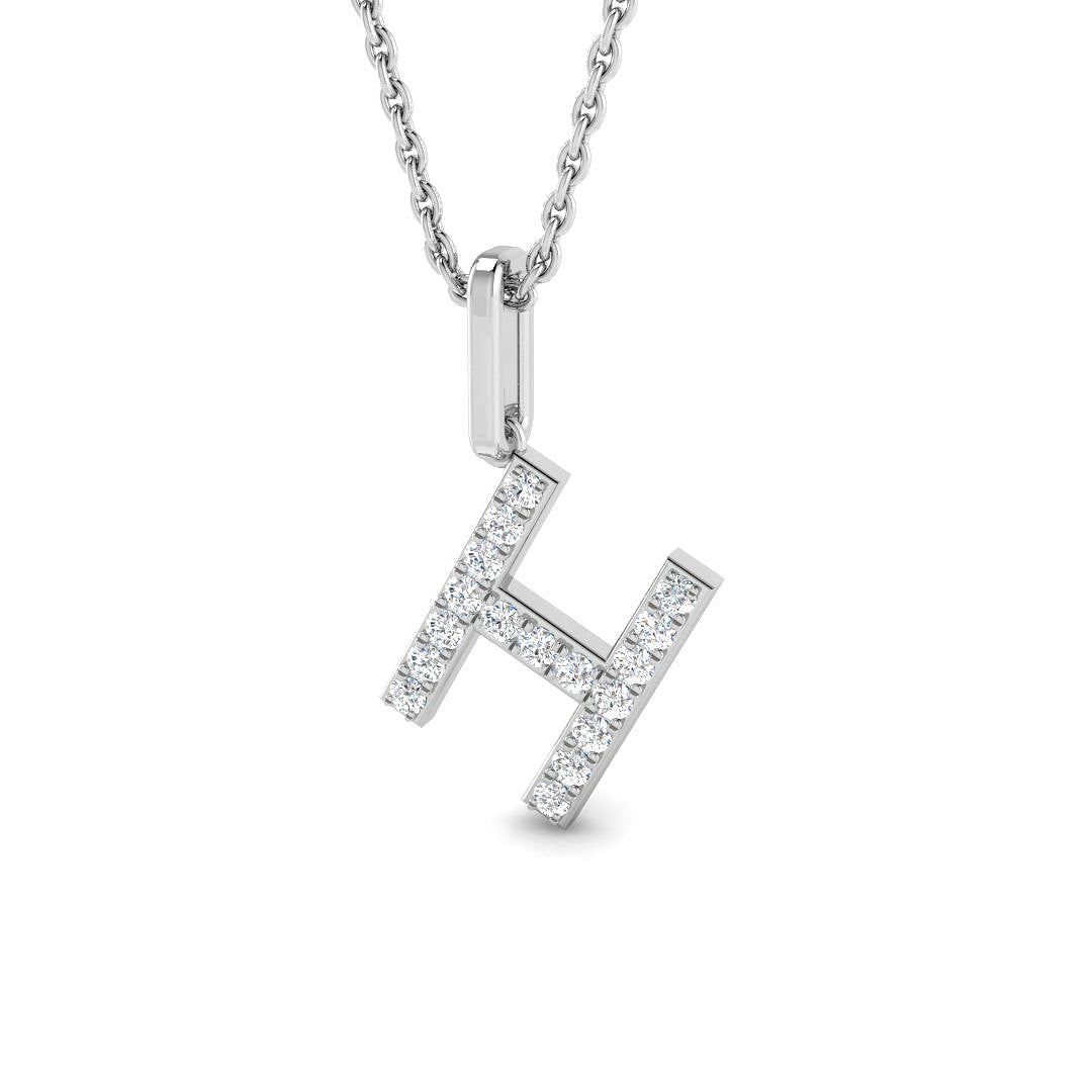 Paved Initial Round Diamond Pendant in 10K/14K gold and platinum with certified lab-grown or natural diamonds