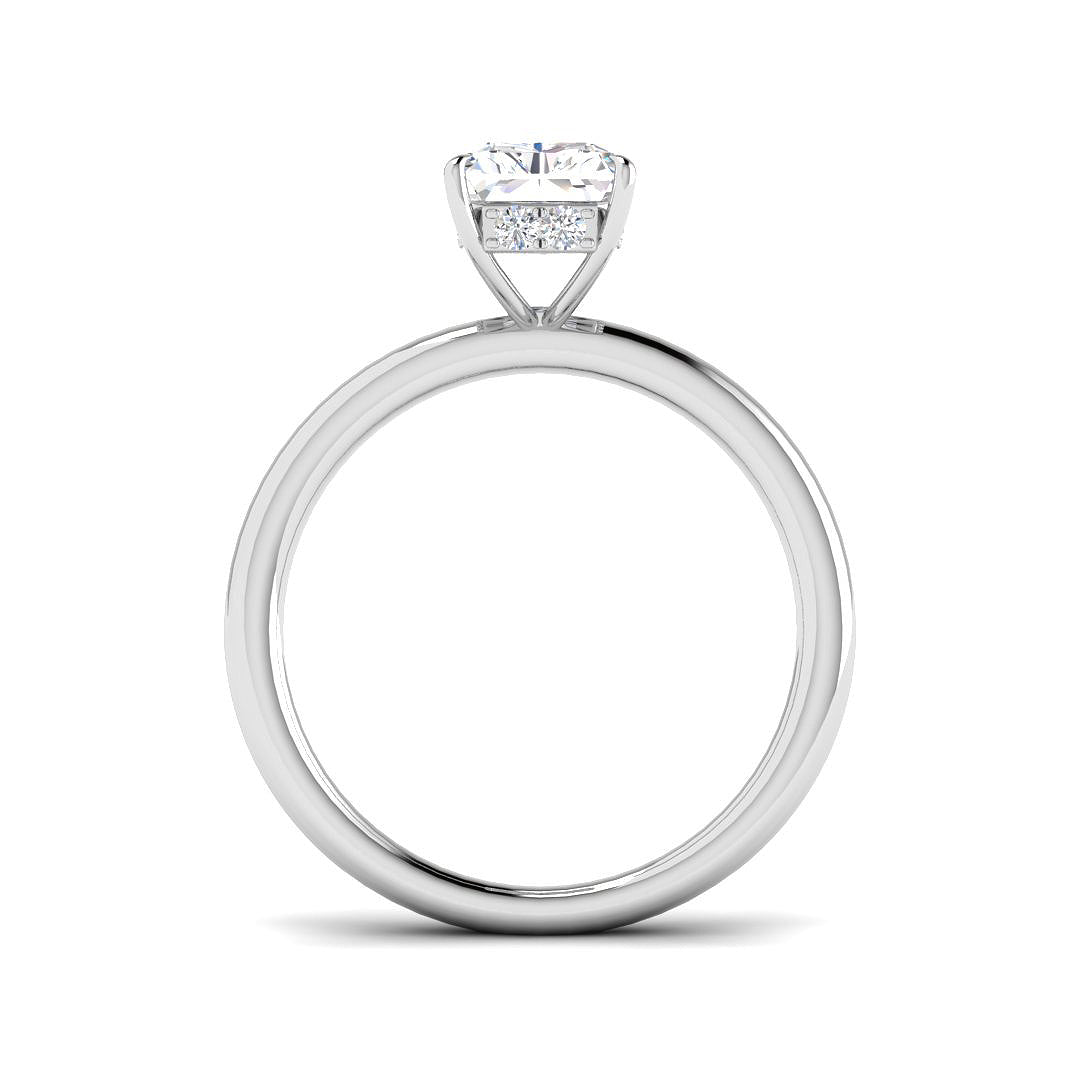 Radiant Cut Diamond Solitaire Ring with Hidden Halo in 10K/14K gold and platinum with certified lab-grown or natural diamonds