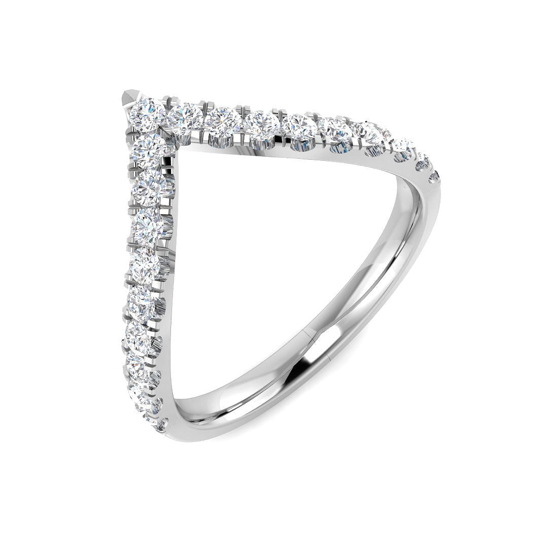 High Set V Shape Diamond Chevron Ring in 10K/14K gold and platinum with certified lab-grown or natural diamonds