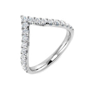 High Set V Shape Diamond Chevron Ring in 10K/14K gold and platinum with certified lab-grown or natural diamonds