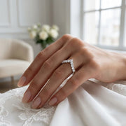 High Set V Shape Diamond Chevron Ring in 10K/14K gold and platinum with certified lab-grown or natural diamonds