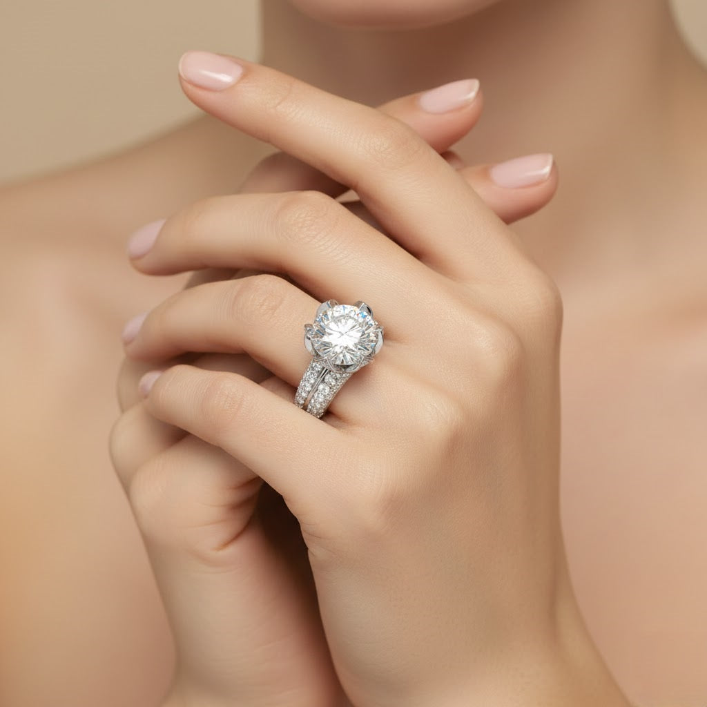 Round Diamond Bridal Ring in 10K/14K gold and platinum with certified lab-grown or natural diamonds