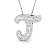 Paved Script Initial Diamond Pendant Without Chain in 10K/14K gold and platinum with certified lab-grown or natural diamonds