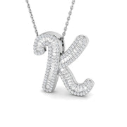 Paved Script Initial Diamond Pendant Without Chain in 10K/14K gold and platinum with certified lab-grown or natural diamonds
