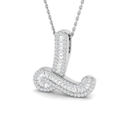Paved Script Initial Diamond Pendant Without Chain in 10K/14K gold and platinum with certified lab-grown or natural diamonds
