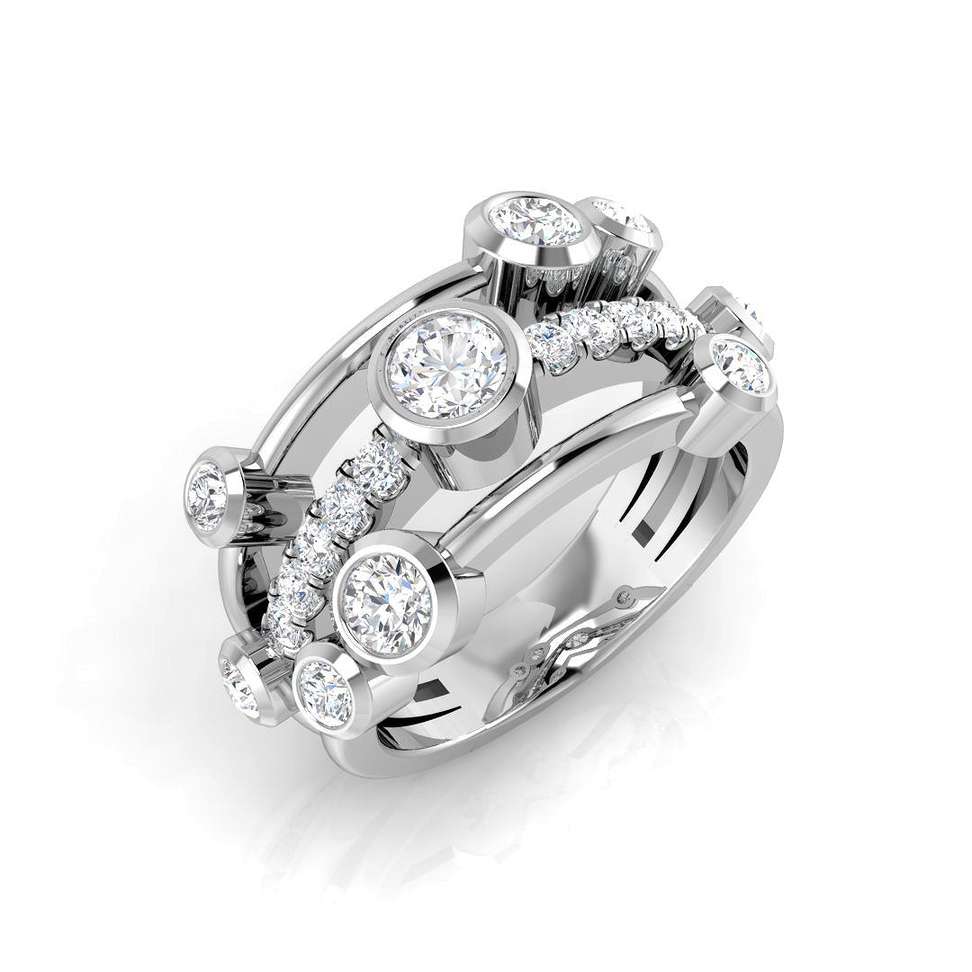 Lab-Grown Round Cut Diamond Bubble Ring in 10K/14K gold and platinum with certified lab-grown or natural diamonds