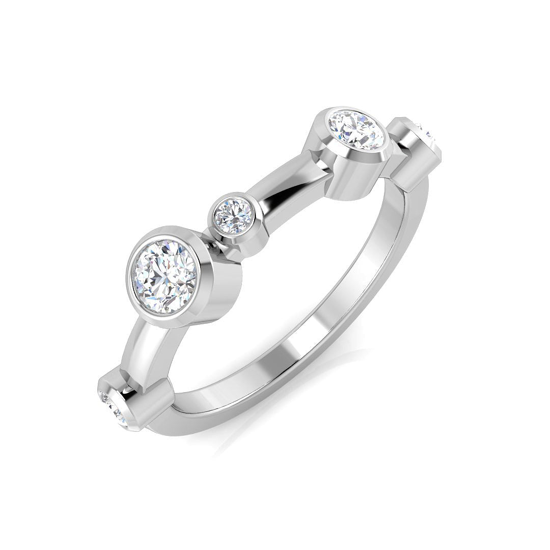 Lab-Grown Round Cut Diamond Rubover Set Bubble Ring in 10K/14K gold and platinum with certified lab-grown or natural diamonds