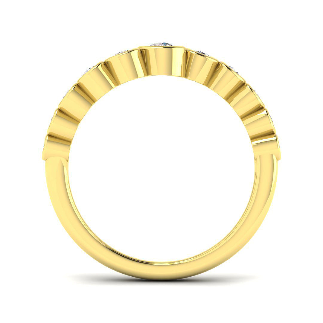 Lab Grown Diamond Bubble Ring with Graduated Bezel Set Design in 10K/14K gold and platinum with certified lab-grown or natural diamonds