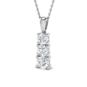 Lab Grown 3 Stone Diamond Drop Pendant in 10K/14K gold and platinum with certified lab-grown or natural diamonds