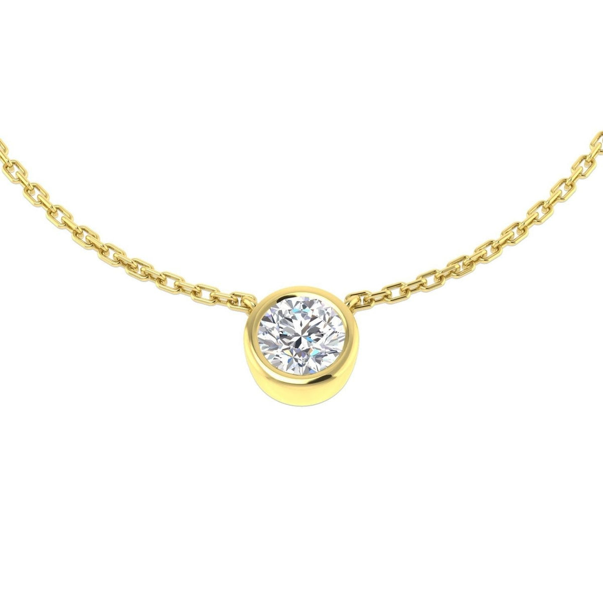 Round Diamond Solitaire Pendant Necklace in 10K/14K gold and platinum with certified lab-grown or natural diamonds