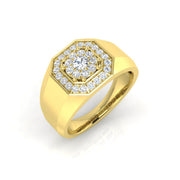 Men’s Double Halo Octagon Diamond Ring in in 10K/14K gold and platinum with certified lab-grown or natural diamonds