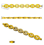 Natural Round Pave Diamond Mariner Link Bracelet with Box Clasp in 10K/14K gold and platinum with certified lab-grown or natural diamonds