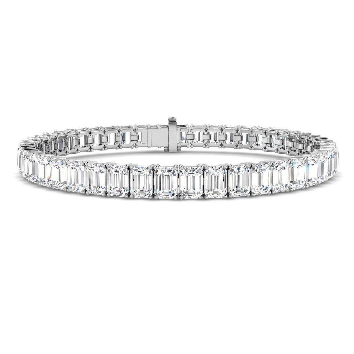 Emerald Cut Natural Diamond Tennis Bracelet or Solid Gold with Box Clasp in 10K/14K gold and platinum with certified lab-grown or natural diamonds