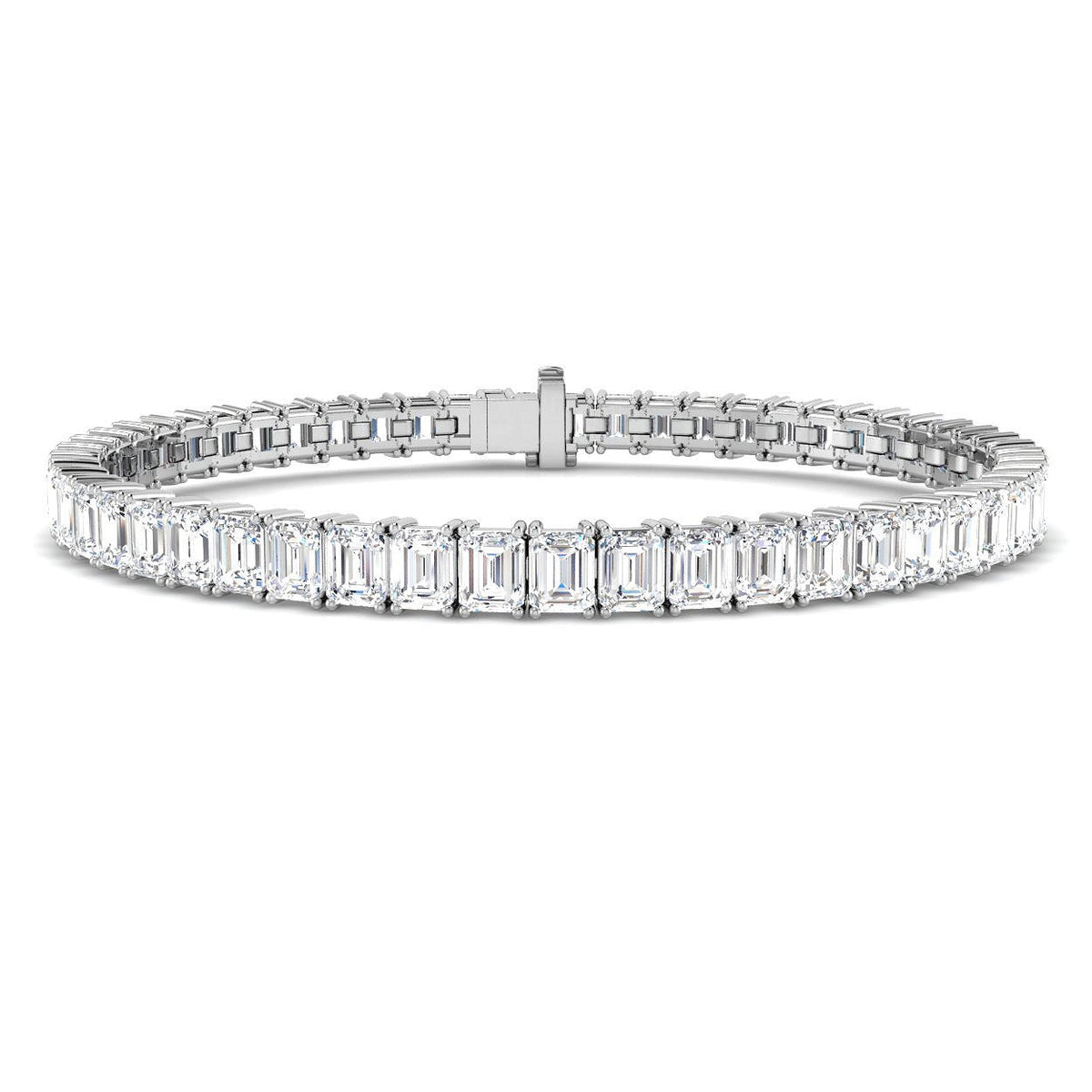 Emerald Cut Natural Diamond Tennis Bracelet or Solid Gold with Box Clasp in 10K/14K gold and platinum with certified lab-grown or natural diamonds