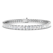 Emerald Cut Natural Diamond Tennis Bracelet or Solid Gold with Box Clasp in 10K/14K gold and platinum with certified lab-grown or natural diamonds