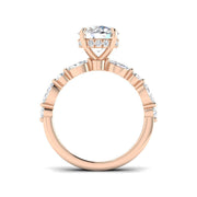 Round Diamond Ring with Marquise & Side Stones in 10K/14K gold and platinum with certified lab-grown or natural diamonds