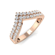 Double Row Diamond Wishbone Ring in 10K/14K gold and platinum with certified lab-grown or natural diamonds