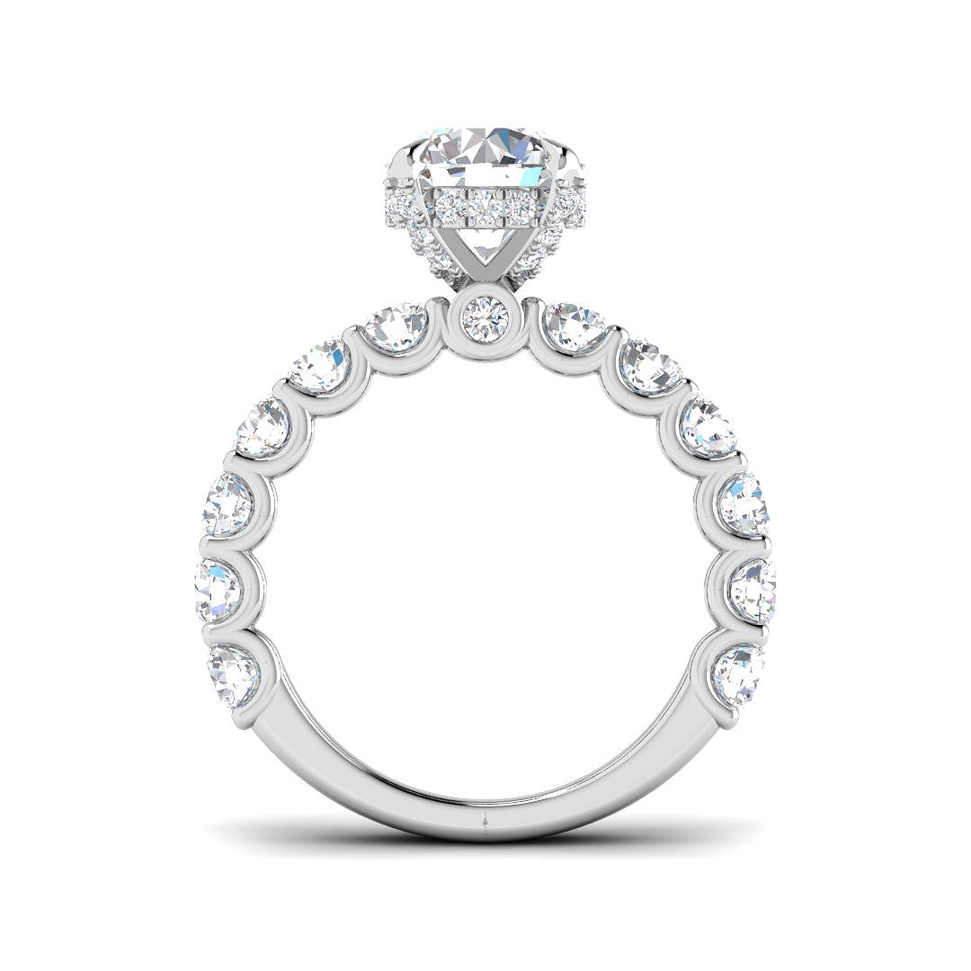 Round Diamond Engagement Ring with Side Stones in 10K/14K gold and platinum with certified lab-grown or natural diamonds