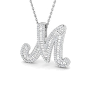 Paved Script Initial Diamond Pendant Without Chain in 10K/14K gold and platinum with certified lab-grown or natural diamonds