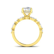 Round Diamond Ring with Marquise & Side Stones in 10K/14K gold and platinum with certified lab-grown or natural diamonds