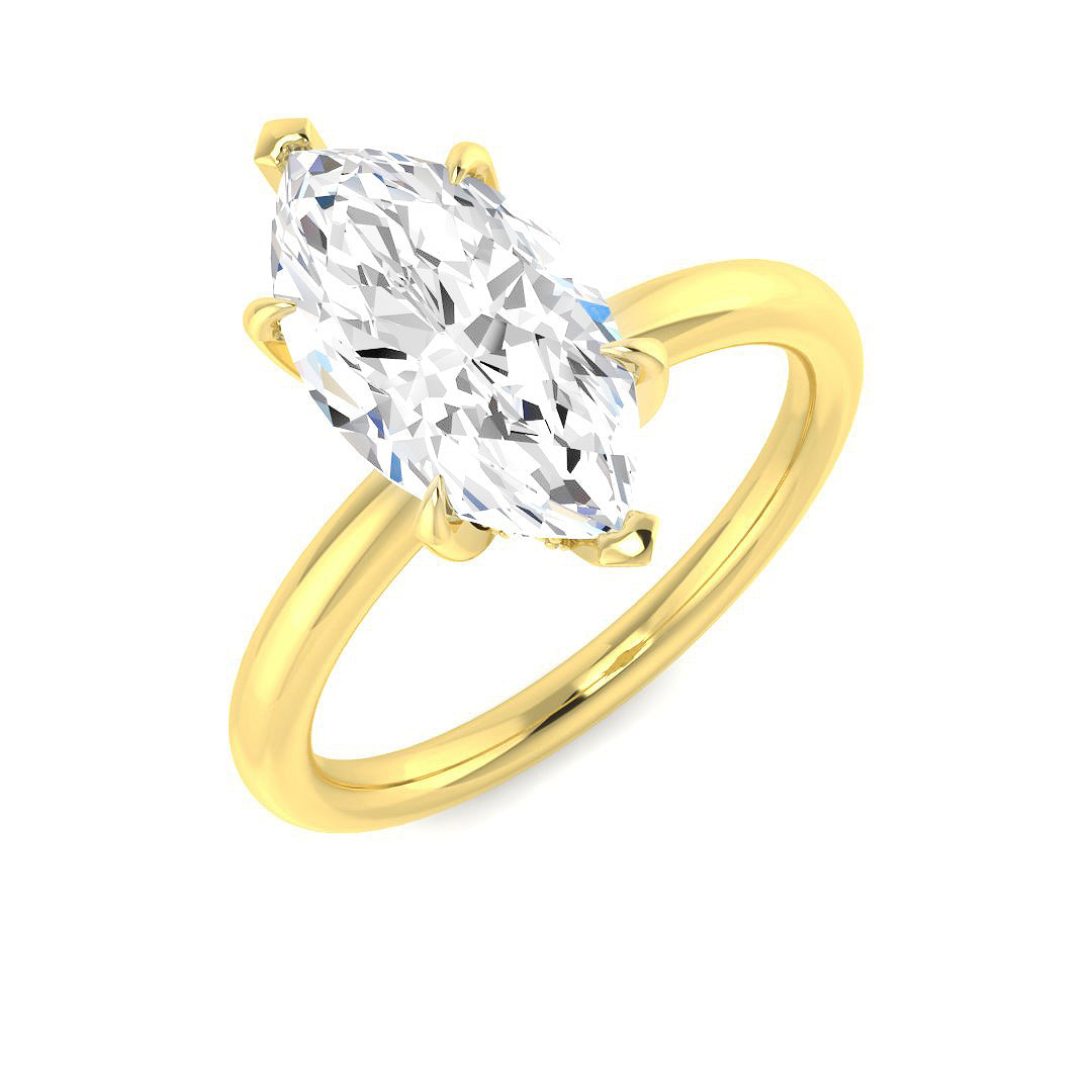 Marquise Diamond Solitaire Engagement Ring Natural & Lab Grown in 10K/14K gold and platinum with certified lab-grown or natural diamonds