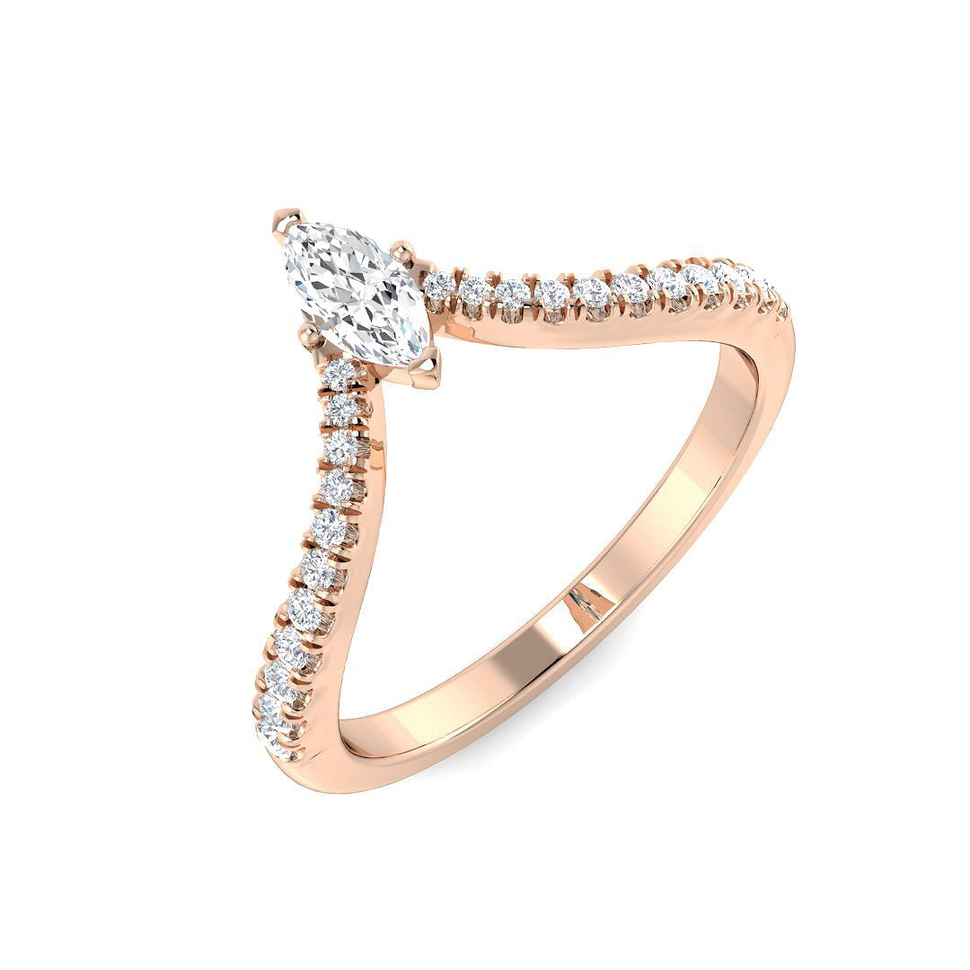 Marquise Diamond Wishbone Ring in 10K/14K gold and platinum with certified lab-grown or natural diamonds