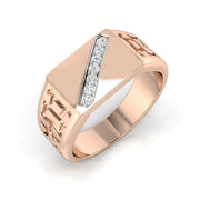 Men’s Modern Diamond Signet Ring with Vertical Channel Set Detail in 10K/14K gold and platinum with certified lab-grown or natural diamonds
