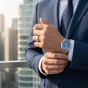 Men’s Modern Diamond Signet Ring with Angled Centre Stone in Gold & in 10K/14K gold and platinum with certified lab-grown or natural diamonds