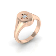 Men's Diamond Star Set Signet Ring in White, Yellow, & in 10K/14K gold and platinum with certified lab-grown or natural diamonds