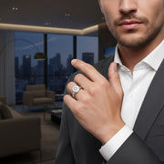 Men's Diamond Star Set Signet Ring in White, Yellow, & in 10K/14K gold and platinum with certified lab-grown or natural diamonds