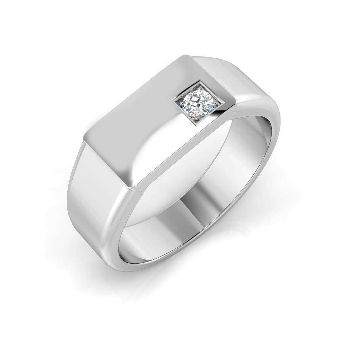 Men’s Single Diamond Signet Ring in Gold & in 10K/14K gold and platinum with certified lab-grown or natural diamonds