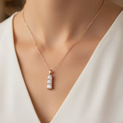 Lab Grown 3 Stone Diamond Drop Pendant in 10K/14K gold and platinum with certified lab-grown or natural diamonds