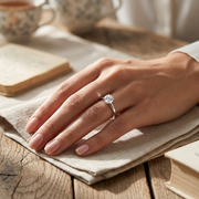 Round Cut Lab Grown Diamond Engagement Ring in 10K/14K gold and platinum with certified lab-grown or natural diamonds