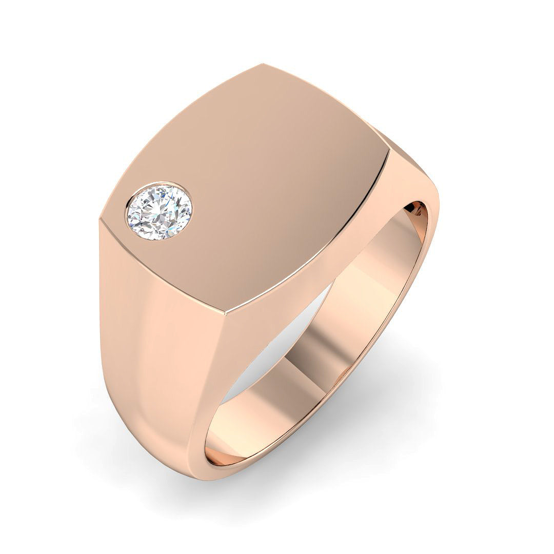 Men’s Round Diamond Signet Ring in Gold & in 10K/14K gold and platinum with certified lab-grown or natural diamonds