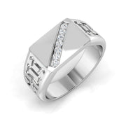 Men’s Modern Diamond Signet Ring with Vertical Channel Set Detail in 10K/14K gold and platinum with certified lab-grown or natural diamonds